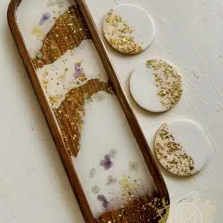 Floral sushi tray + matching set of 4 coasters