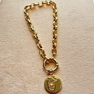 18k gold plated bracelet with Fatima hand charm