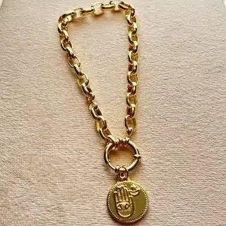 18k gold plated bracelet with Fatima hand charm