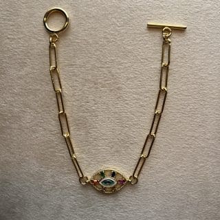 18k Gold plated bracelet with camel eye pendant