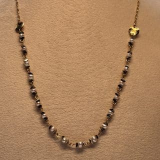 Boho Pearls and hematite necklace