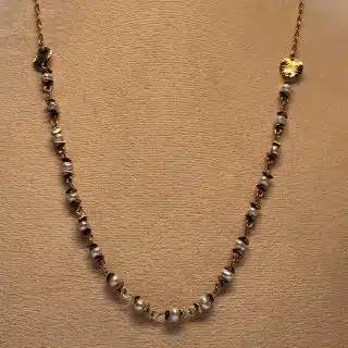 Boho Pearls and hematite necklace