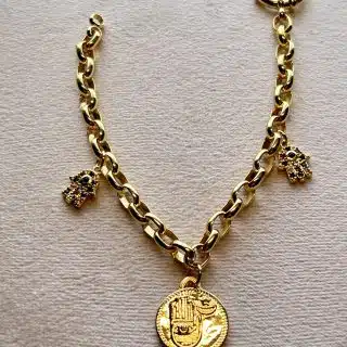 18k gold plated bracelet with Fatima hand charms