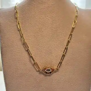 18k gold plated boho necklace with Camel eye