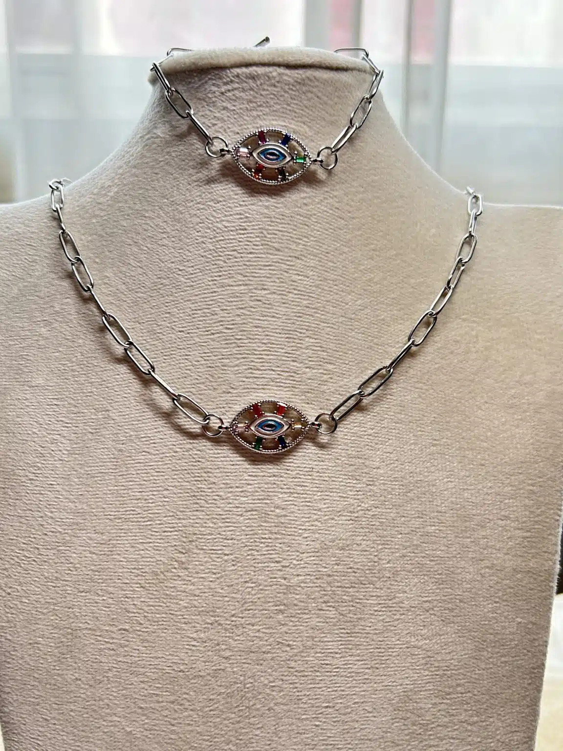 Set Boho necklace and bracelet with camel eye 1 Set Boho necklace and bracelet with camel eye