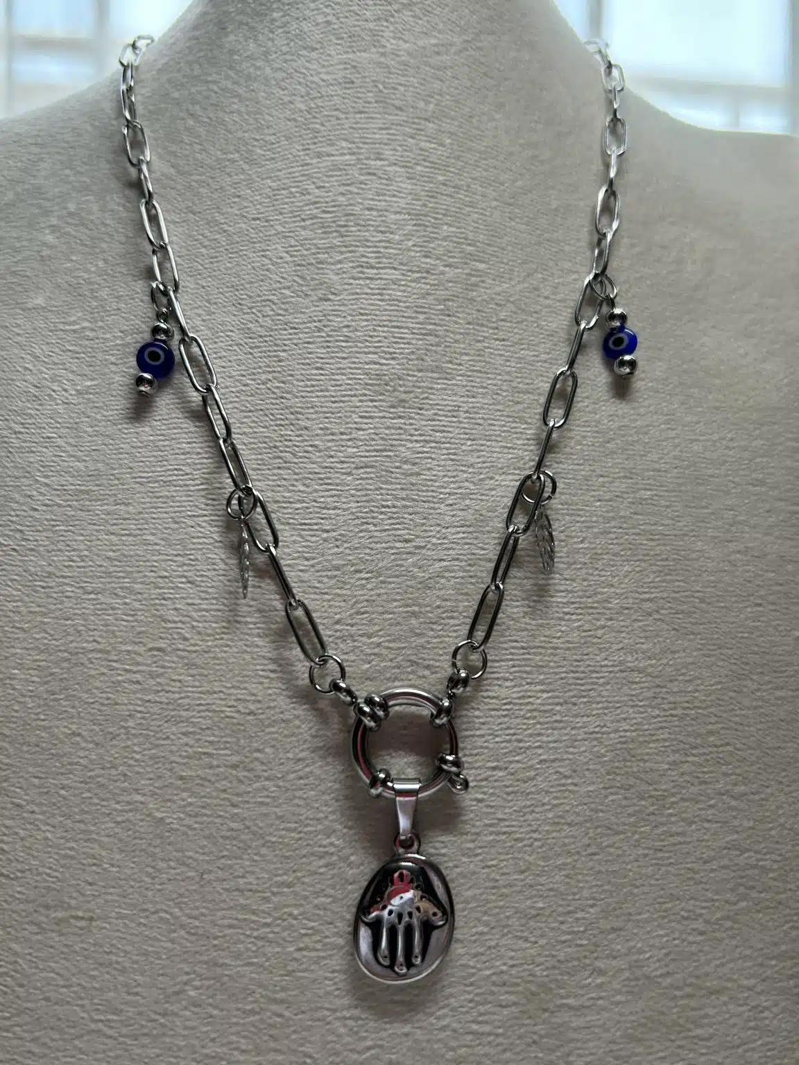 Boho necklace with fatima hands 2 1 Boho necklace with fatima hands 2