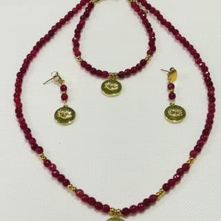 Boho set of earrings, bracelet and necklace