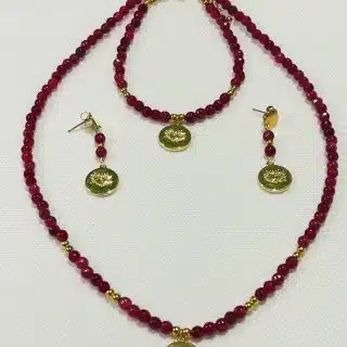 Boho set of earrings, bracelet and necklace