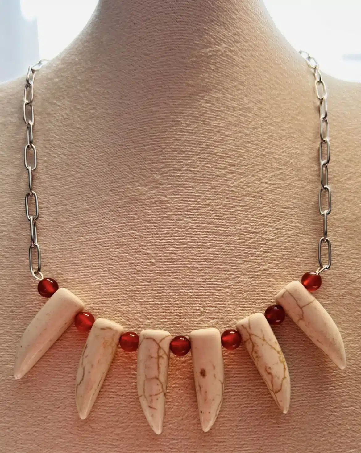 Boho necklace with howlite stones 1 Boho necklace with howlite stones