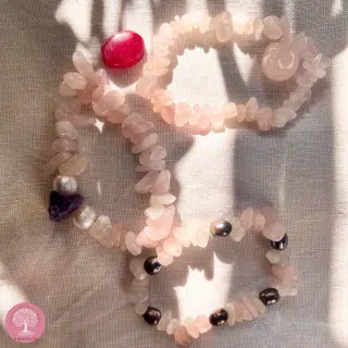 natural baroque pearl , rose quartz & Amethyst _3 bracelets _