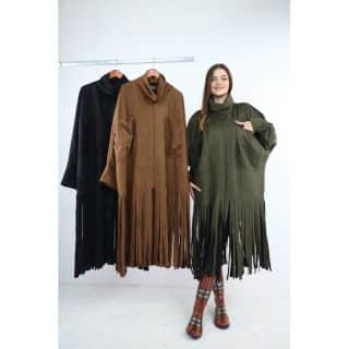 Suede poncho