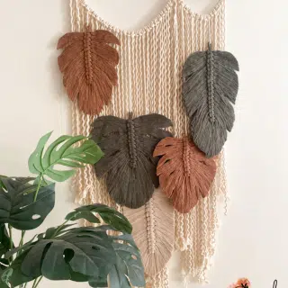 Earth Tone Macrame palm Leaf Wall Hanging