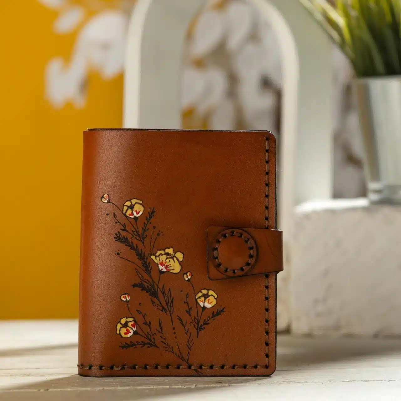 0203 Handmade Genuine leather square wallet (flowers) 1 0203 Handmade Genuine leather square wallet (flowers)