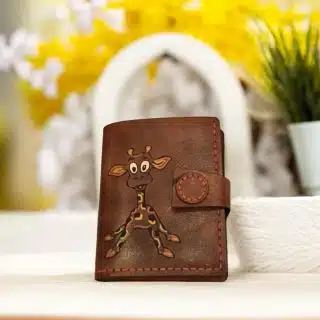 0204 Handmade Genuine leather square wallet (Giraffe)