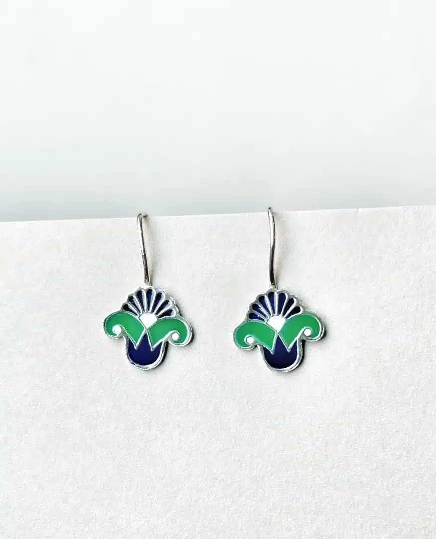 Lotus #3 sterling silver earrings with handpainted enamel. 2 c2fe02d8 ebbb 432f 959e cd33fcb9f089