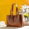 0100 Handmade Genuine leather tote bag with mandala
