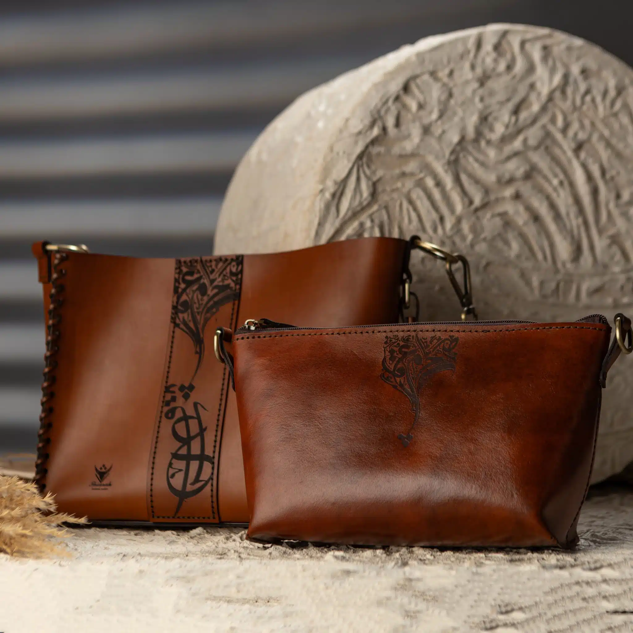 Handmade Genuine leather arabic love tote bag 6 ezz 77 scaled