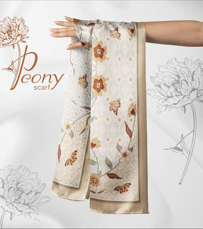 Beige Butterflies Scarf 1 Beige Butterflies Scarf