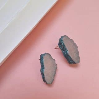 faux stone resin stud earrings small pink and turquoise