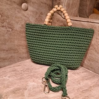 Olive green basket bag.
