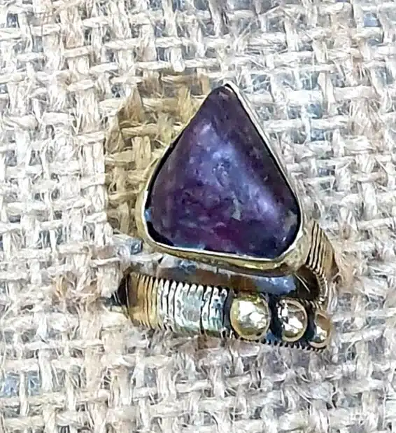 Tourmaline wrapped brass wire ring 2 Tourmaline stone, brass ring