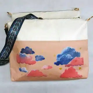 Trendy clouds cross bag fabric painting