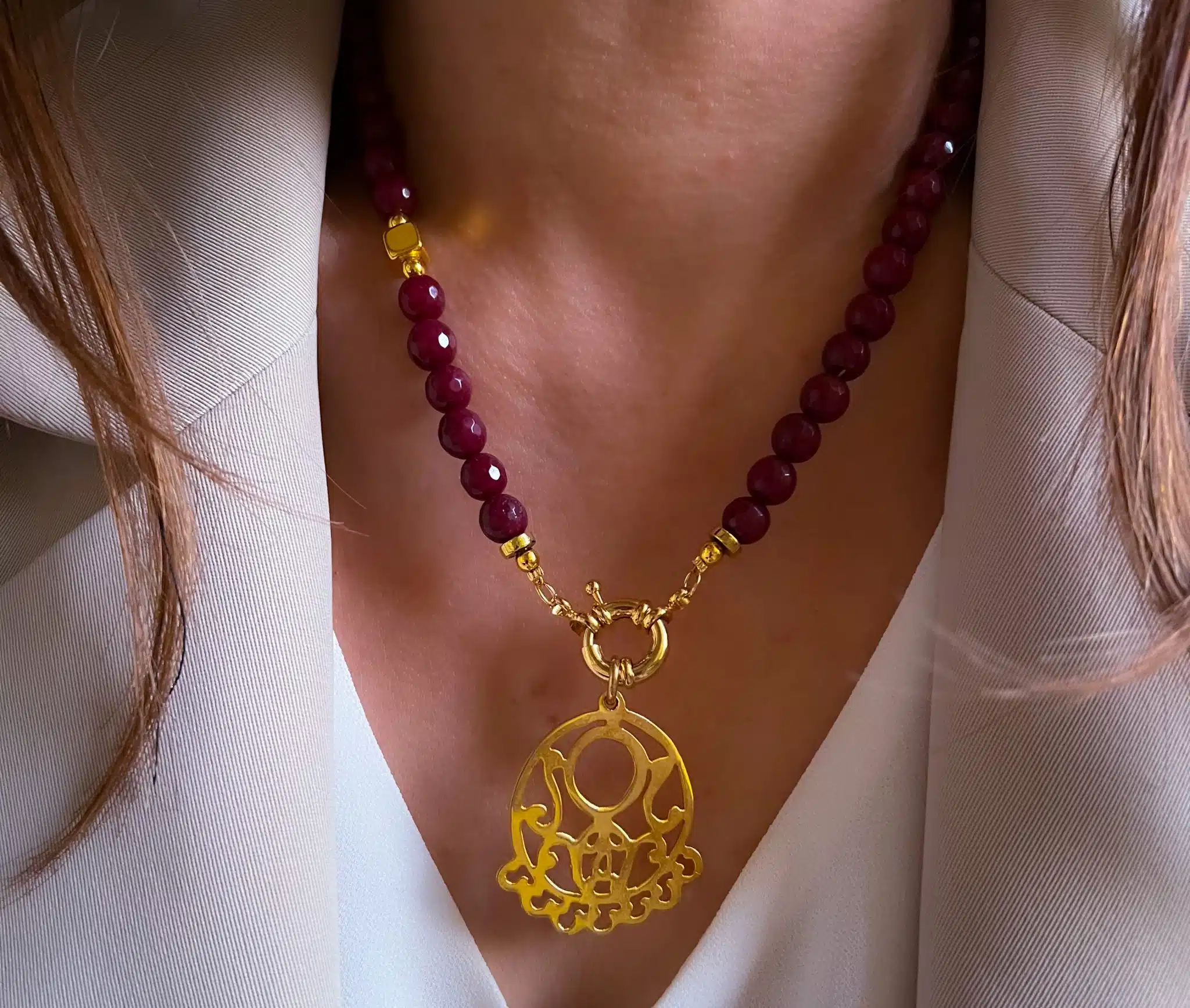 Namastè Burgundy statement necklace 2 89882F15 5DFF 430B B78B 573F1423D8CA scaled