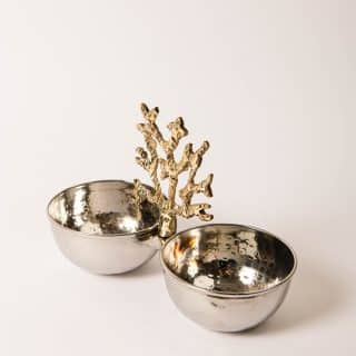 Double handmade stainless bowl