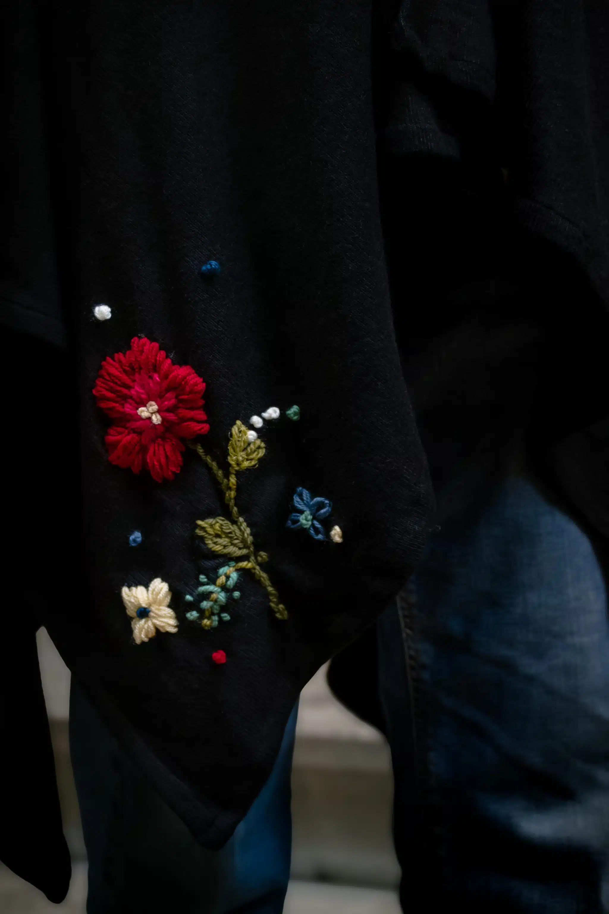 Red Flower Wool Cape / Cardigan / Poncho 3 IMG 0357 Enhanced NR scaled