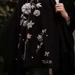 Neutral Floral Black Shawl