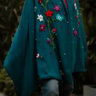 Petroleum Garden Wool Shawl