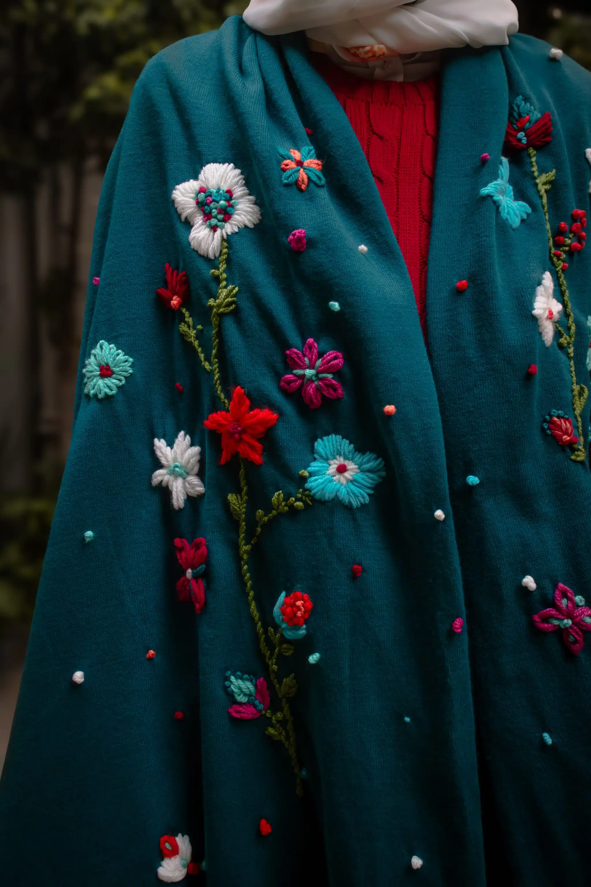 Petroleum Garden Wool Shawl 2 IMG 0378 Enhanced NR scaled