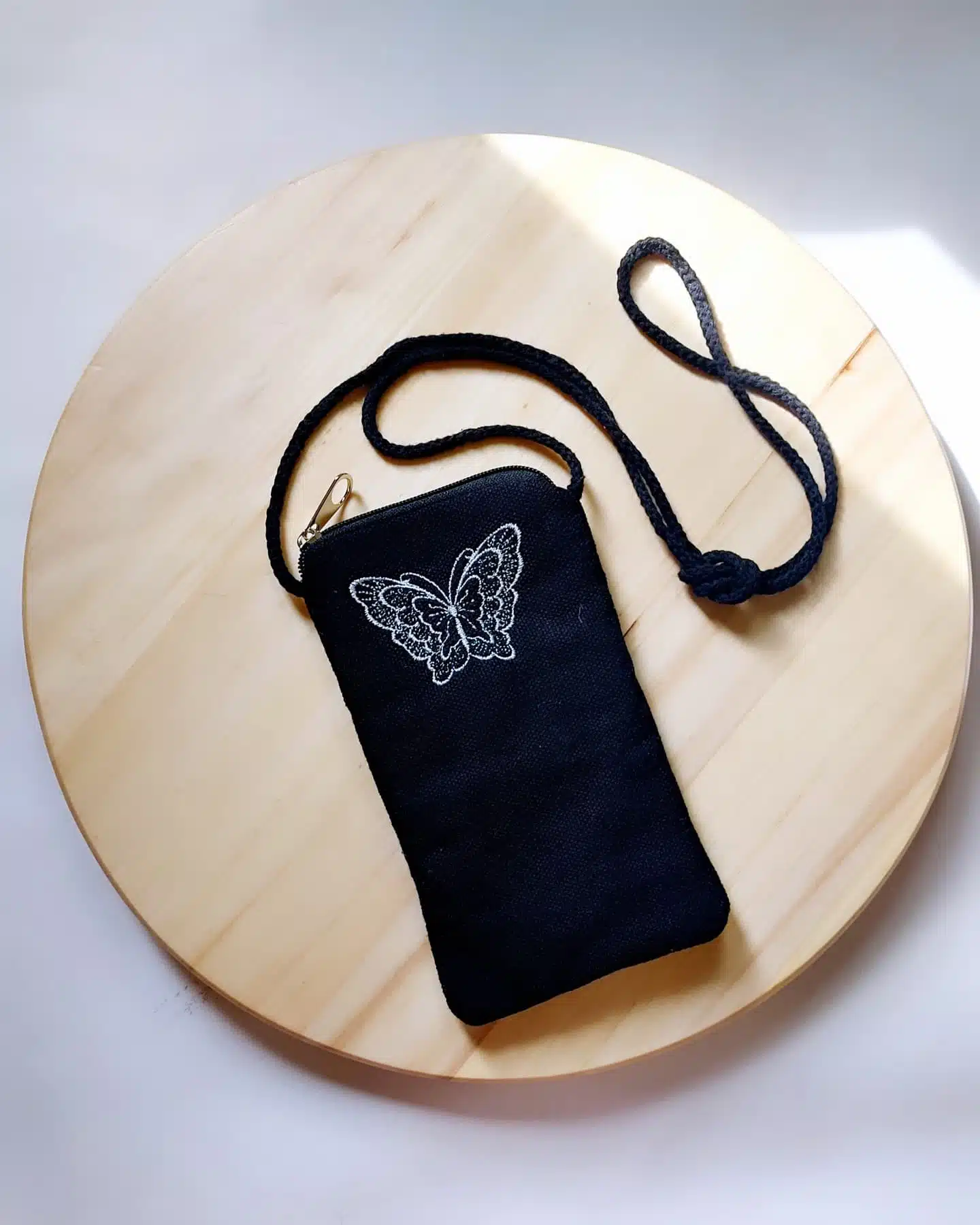 Black fabric crossbody mobile bag 1 Black fabric crossbody mobile bag