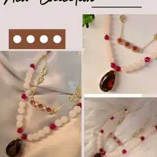 2-layered burgundy necklace.