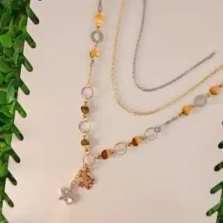3-layered mixed gold and silver necklace