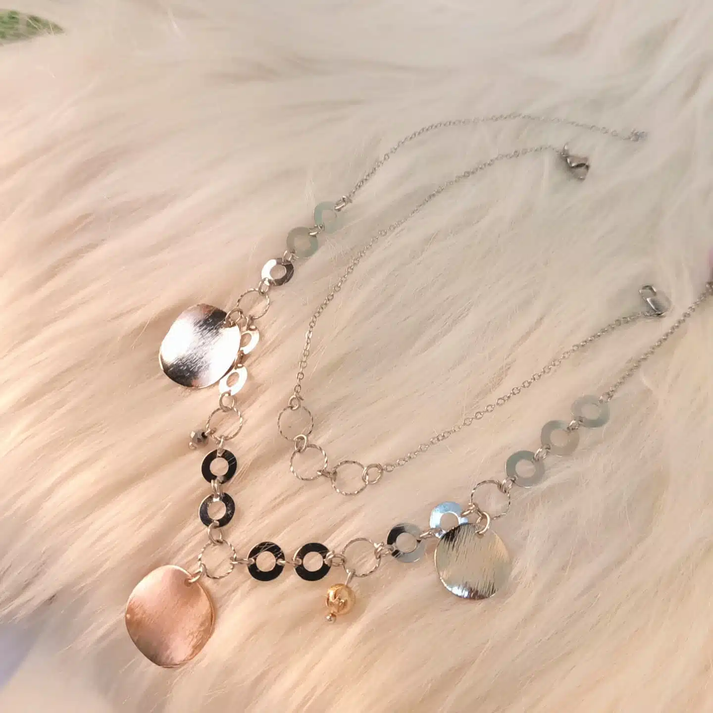 2-layered silver rosegold necklace 1 2-layered silver rosegold necklace