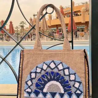 Blue waves jute bag