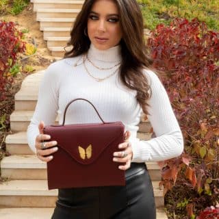 Burgundy leather bag