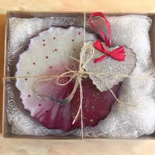 2 coasters and a christmas ornament