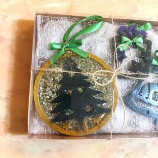 dark green christmas oranaments