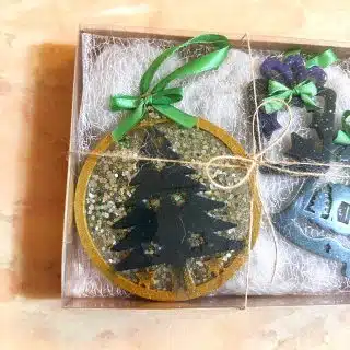 dark green christmas oranaments