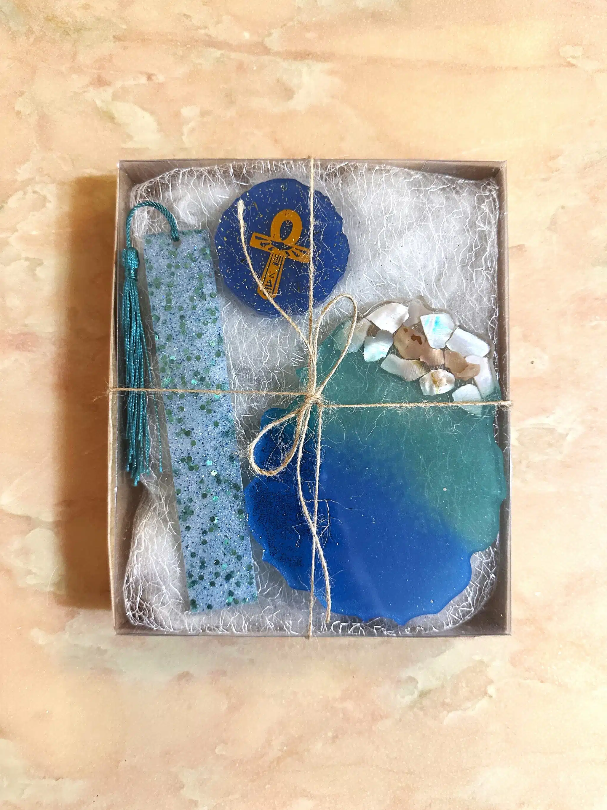 Sea Shell Beach Set 3 shell beach coaster, bookmark and magnet