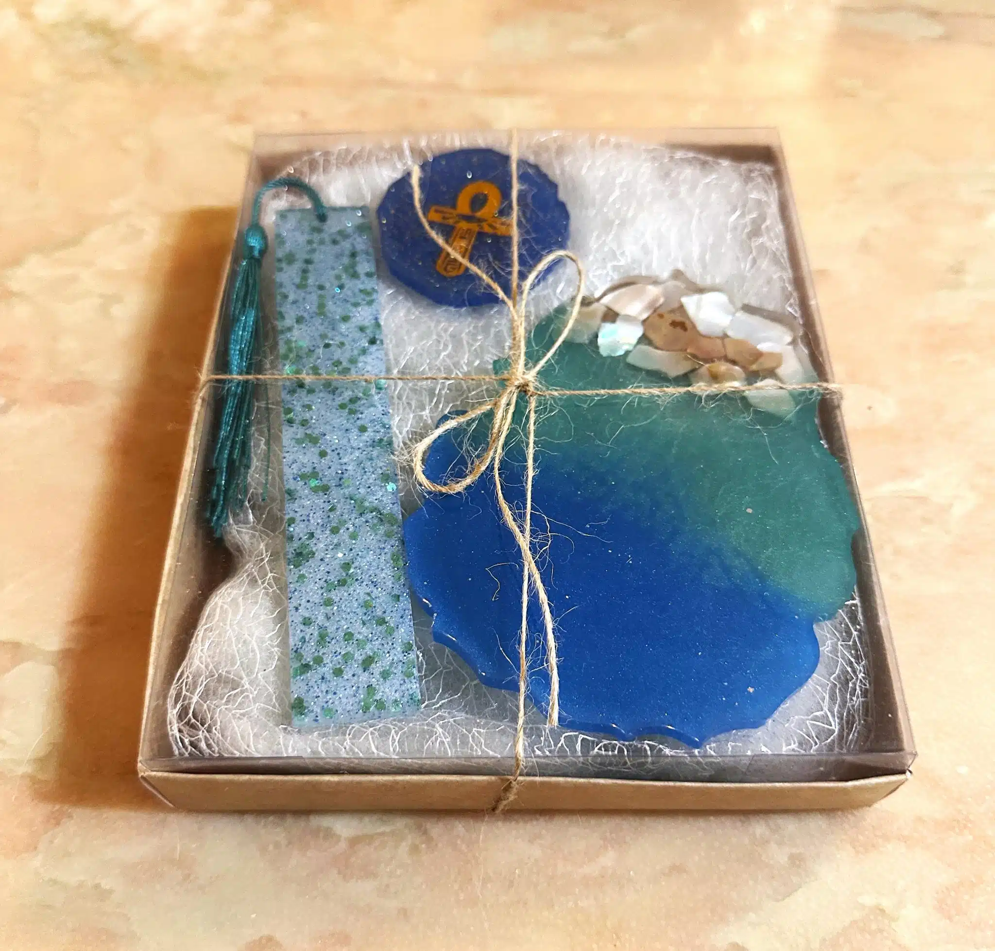 Sea Shell Beach Set 2 shell beach coaster, bookmark and magnet