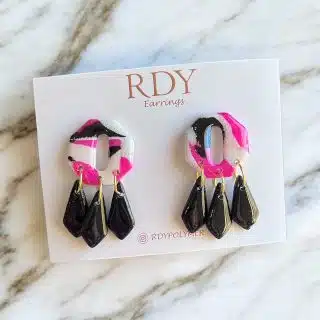 Rody pink - hexagon earrings