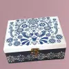 Handcrafted Box - Birds Print (bluexwhite)