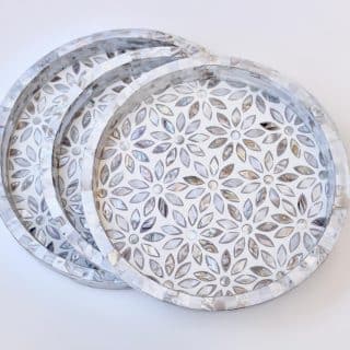 Mother of Pearls Flowers tray KT-c-02 45/40/35 set of three