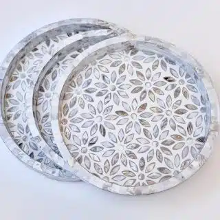 Mother of Pearls Flowers tray KT-c-02 45/40/35 set of three