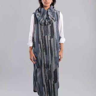 Blue striped winter dress