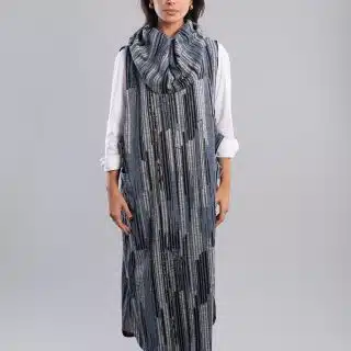 Blue striped winter dress