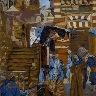 Traditional Street Scene Tapestry